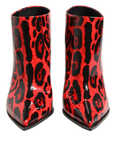 Red Leopard Cardinale Ankle Boots Shoes
