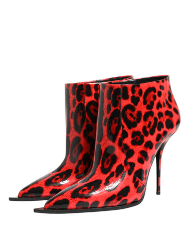 Red Leopard Cardinale Ankle Boots Shoes