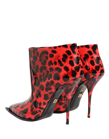 Red Leopard Cardinale Ankle Boots Shoes