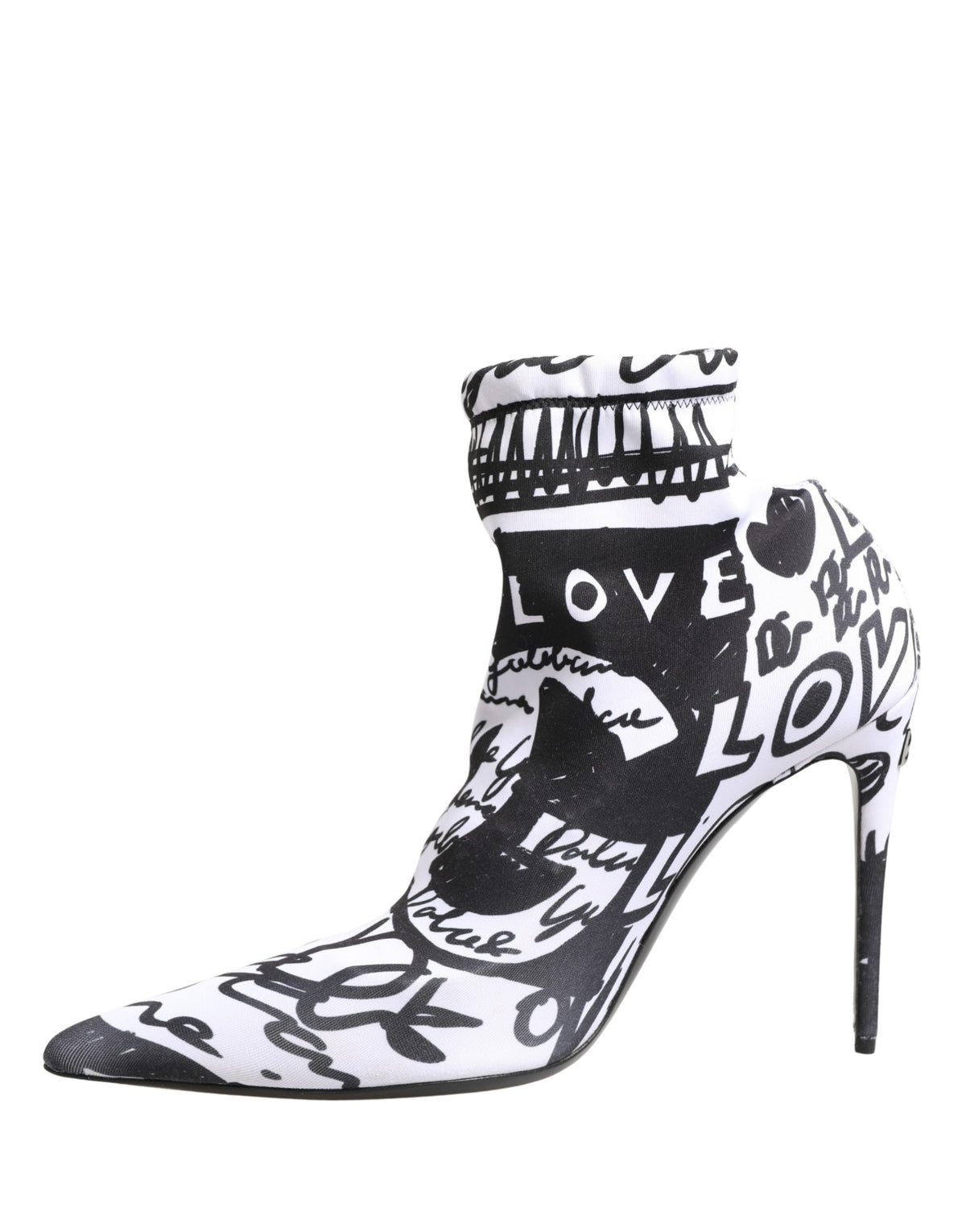 White Graffiti Stretch Ankle Boots Shoes