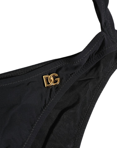 Black Cutout Logo One Piece Swimsuit Swimwear