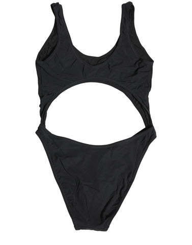 Black Cutout Logo One Piece Swimsuit Swimwear