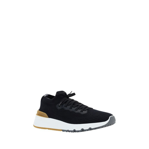 Black Cotton Athletic Sneakers