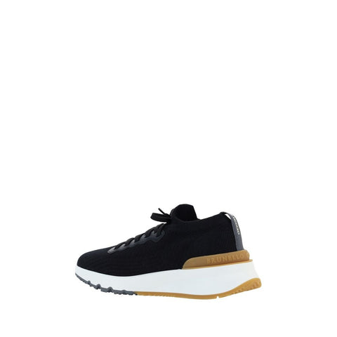 Black Cotton Athletic Sneakers