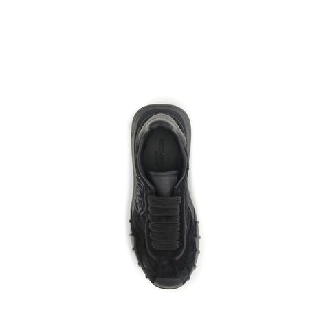 Black Calf Leather Bos Taurus Chunky Sneakers