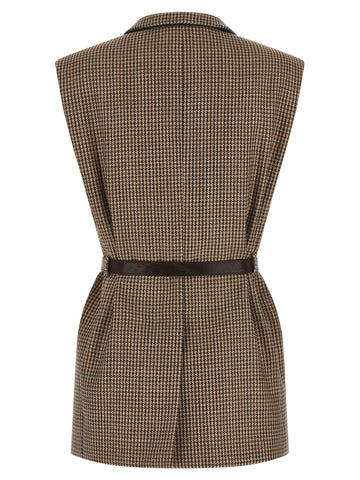 Beige Virgin Wool Sleeveless Jacket