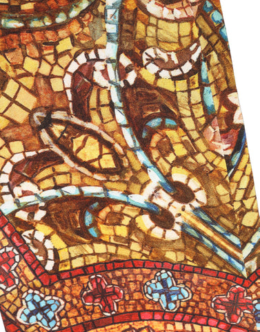 Multicolor Mosaic Print Crepe Cropped Trouser Pants