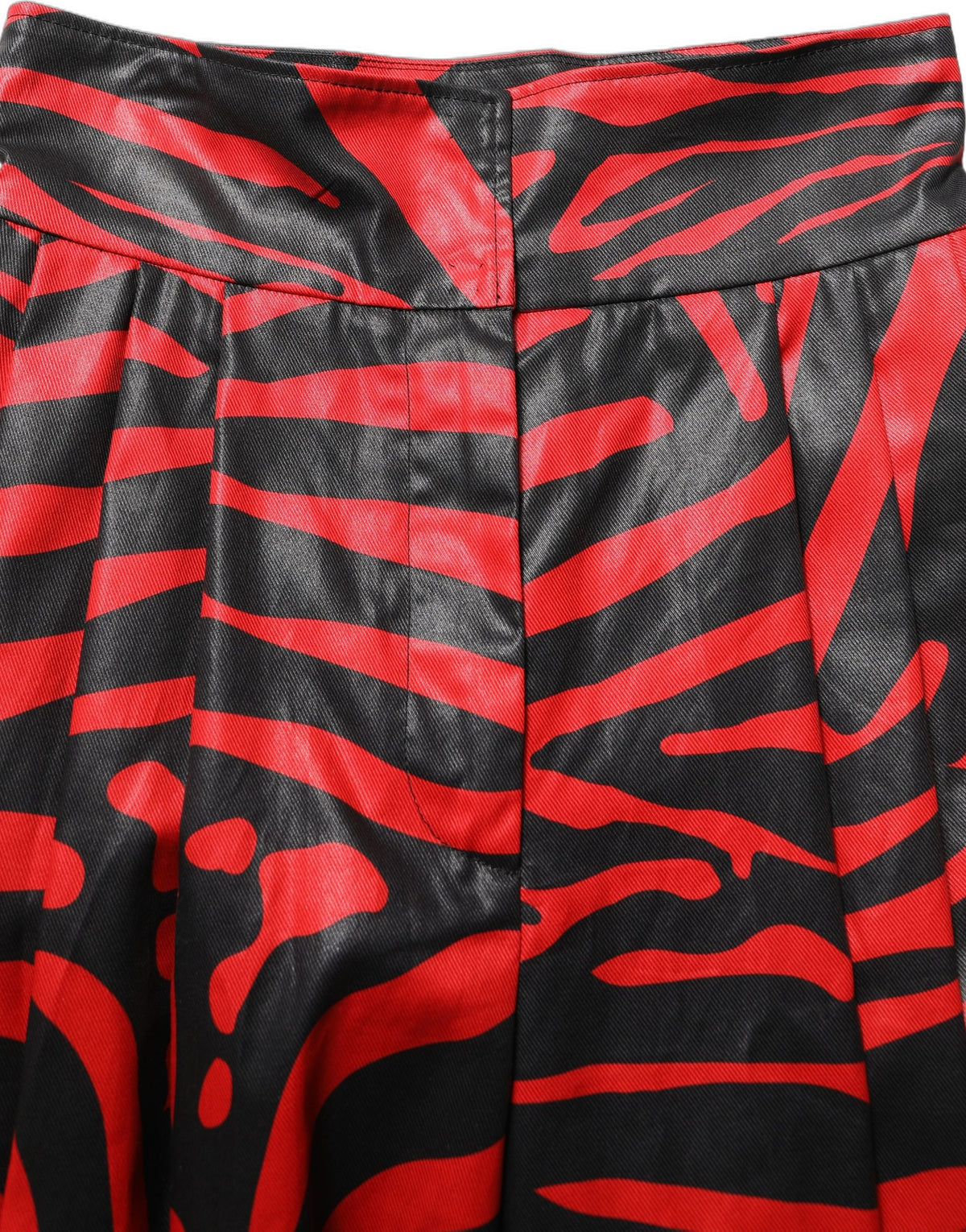 Red Black Zebra Print Cotton HighWaist Pants