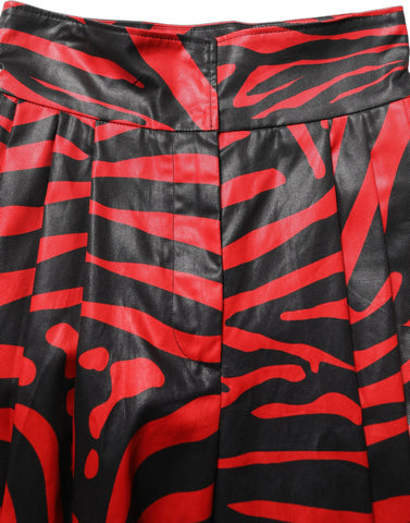 Red Black Zebra Print Cotton HighWaist Pants