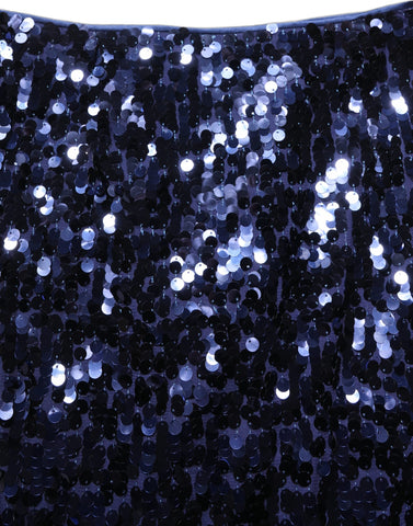 Blue Sequin High Waist PencilCut Midi Skirt