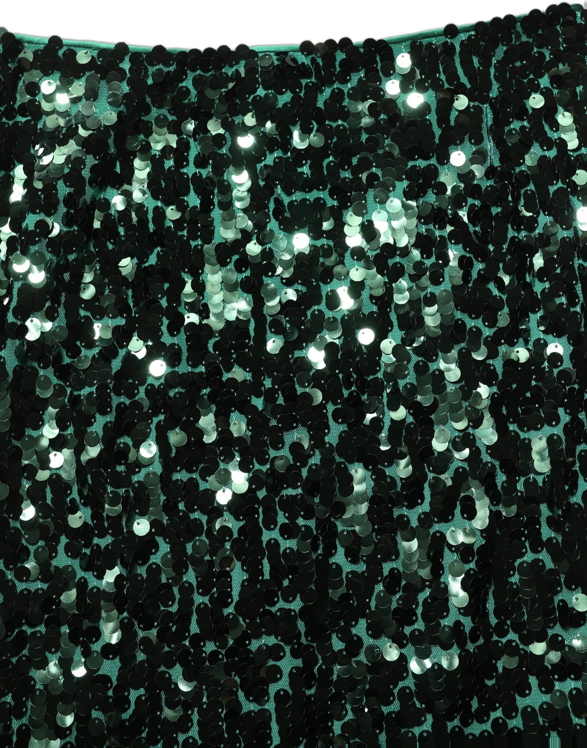 Green Sequin High Waist Pencil Cut Midi Skirt