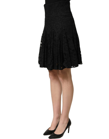 Black Floral Cut Out Lace A-line Mini Skirt