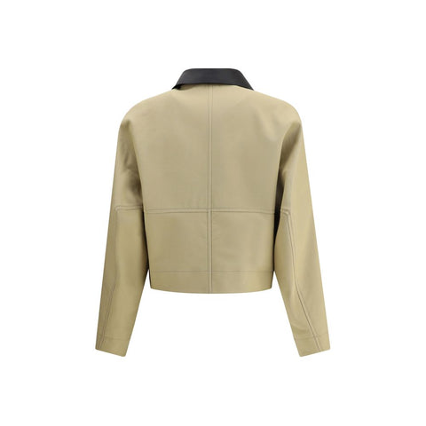 Beige Cotton Leather Jacket