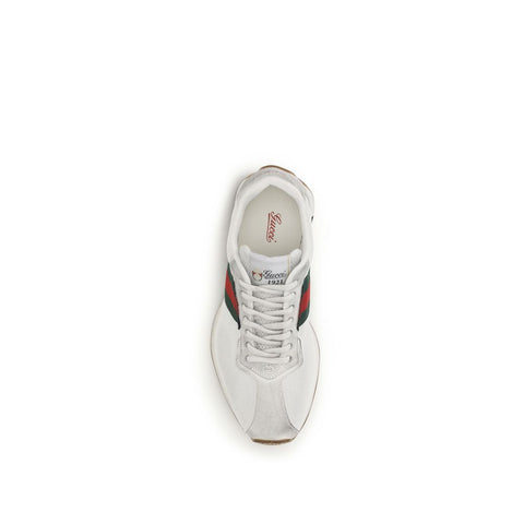White Polyester Athletic Sneakers
