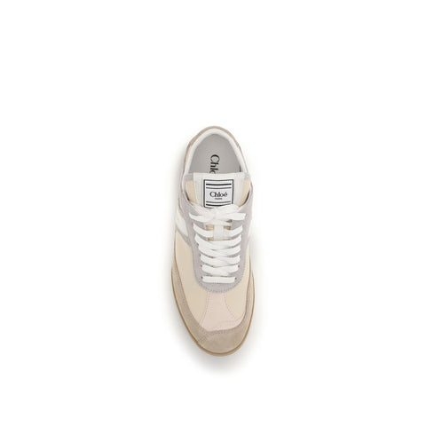 Beige Calf Leather Bos Taurus Athletic Sneakers