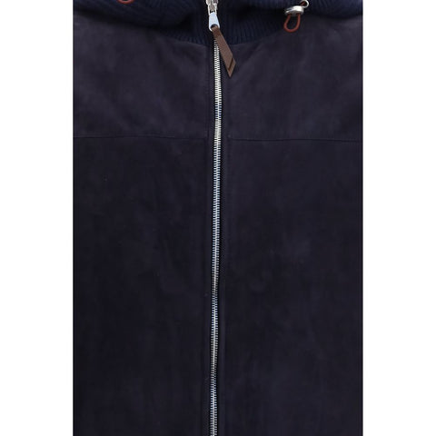 Blue Calf Leather Bos Taurus Full-Length Jacket