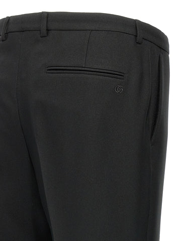 Black Polyester Casual Pants