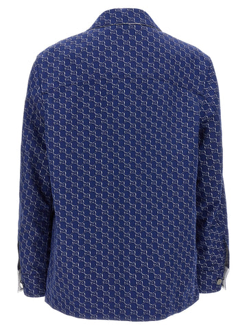Blue Cotton Biker Jacket