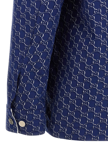 Blue Cotton Biker Jacket