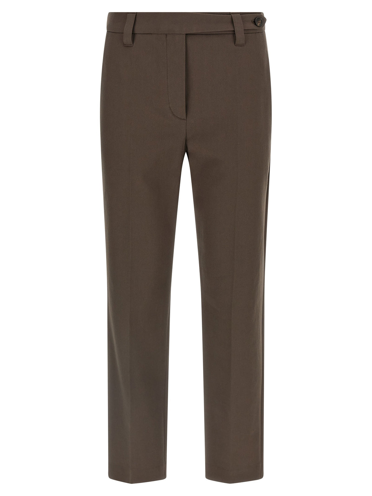 Brown Cotton Casual Pants