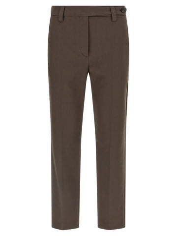 Brown Cotton Casual Pants