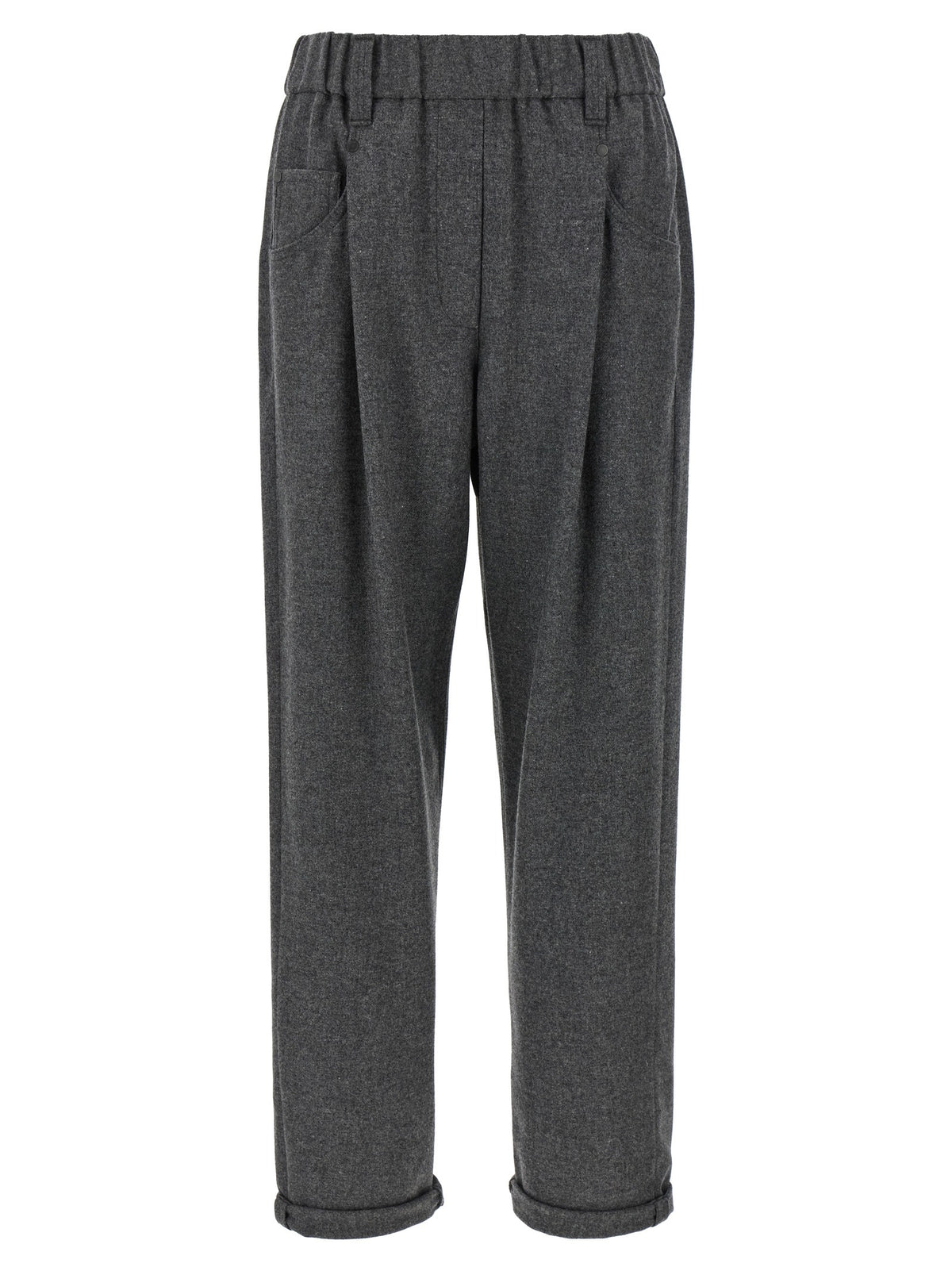 Gray Virgin Wool Casual Pants