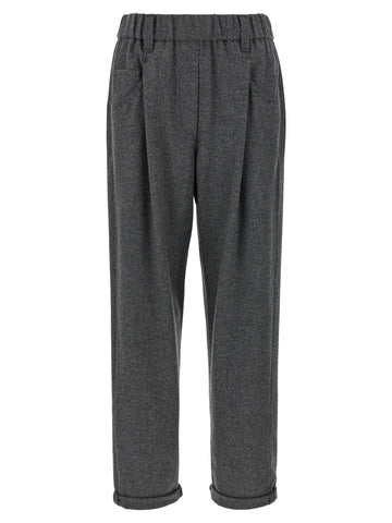 Gray Virgin Wool Casual Pants