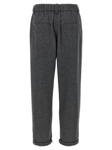 Gray Virgin Wool Casual Pants