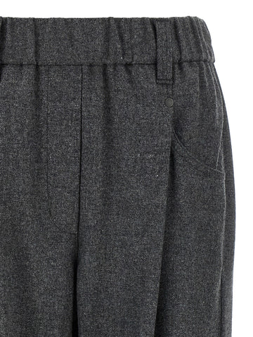 Gray Virgin Wool Casual Pants