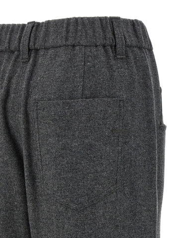 Gray Virgin Wool Casual Pants