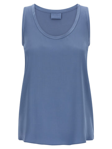Blue Silk Sleeveles T-Shirt