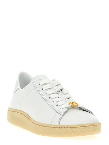 White Calfskin Low Top Sneakers