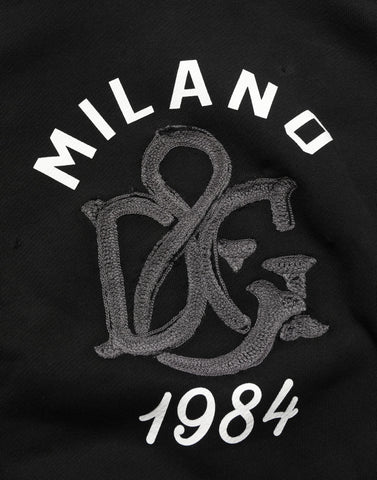 Black Cotton Milano1984 Print Hoodie Sweater