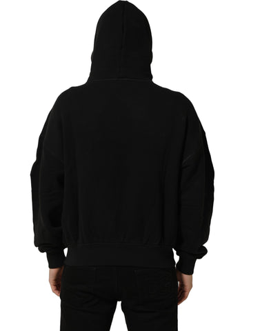 Black Cotton Milano1984 Print Hoodie Sweater