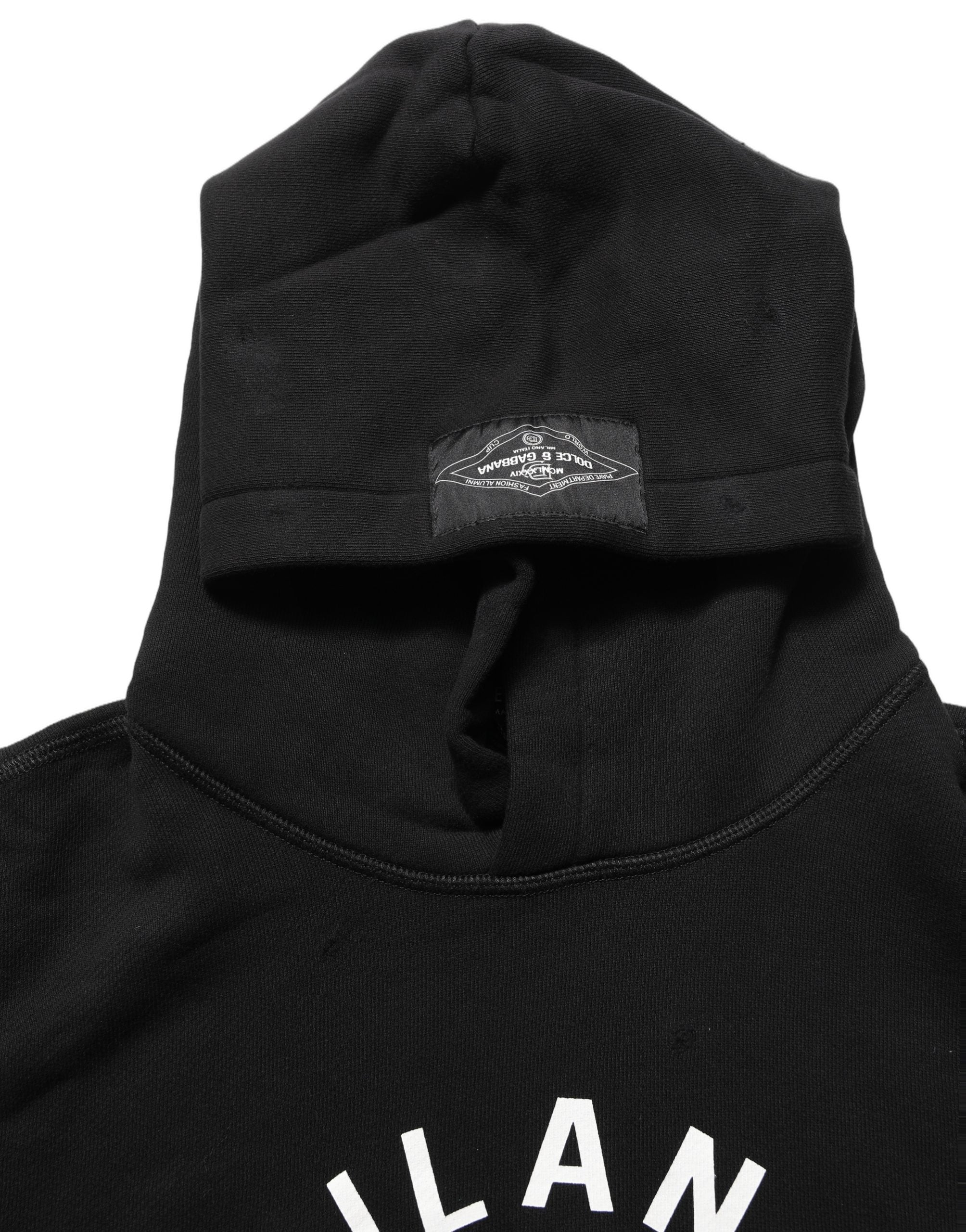 Black Cotton Milano1984 Print Hoodie Sweater