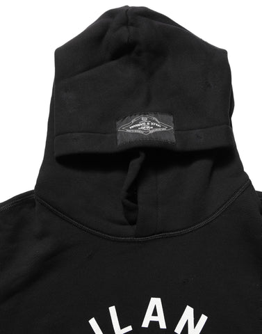 Black Cotton Milano1984 Print Hoodie Sweater