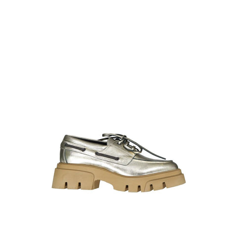 Gold Leather Platform Loafers