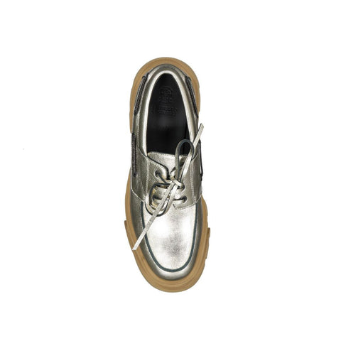 Gold Leather Platform Loafers