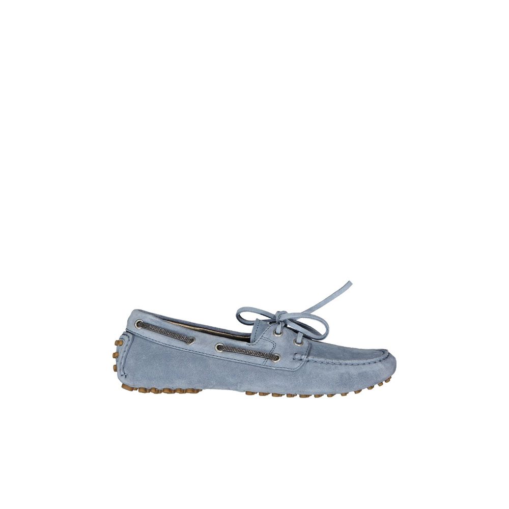 Blue Leather Slip-On Loafers