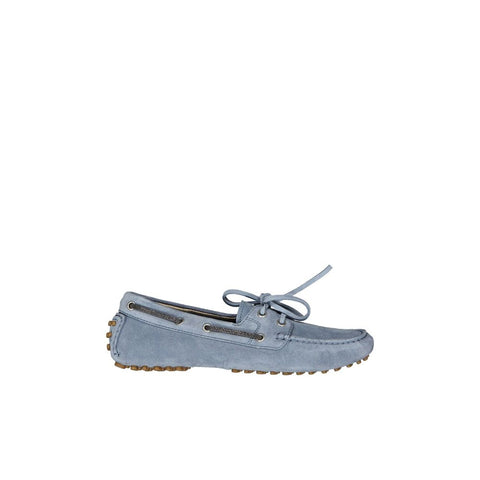 Blue Leather Slip-On Loafers