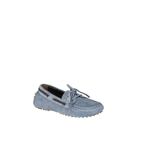 Blue Leather Slip-On Loafers