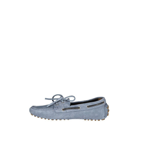 Blue Leather Slip-On Loafers