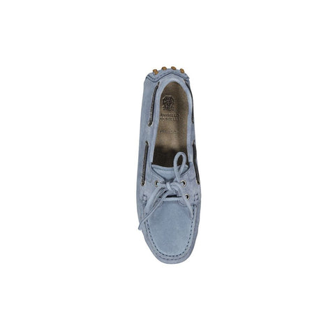 Blue Leather Slip-On Loafers