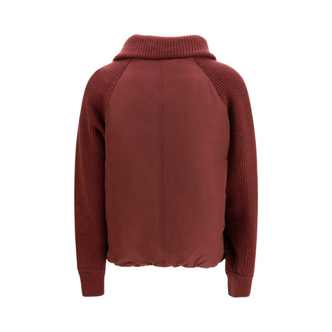 Bordeaux Polyester Full-Length Jacket
