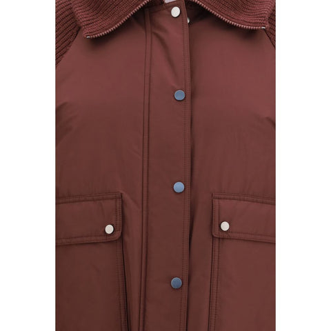 Bordeaux Polyester Full-Length Jacket