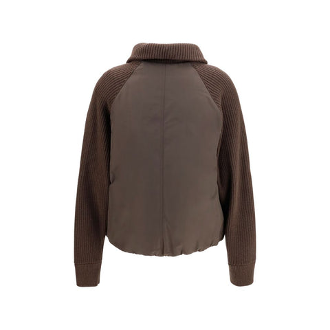 Brown Polyester Full-Length Jacket