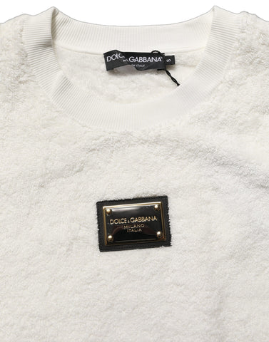 White LogoPlaque CrewNeck Sweatshirt Sweater