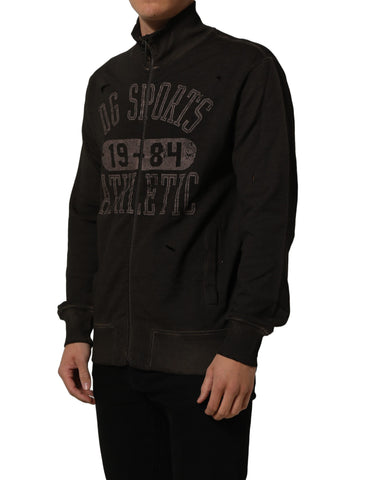 Brown Logo Print Full Zip Sweatshirt Sweater