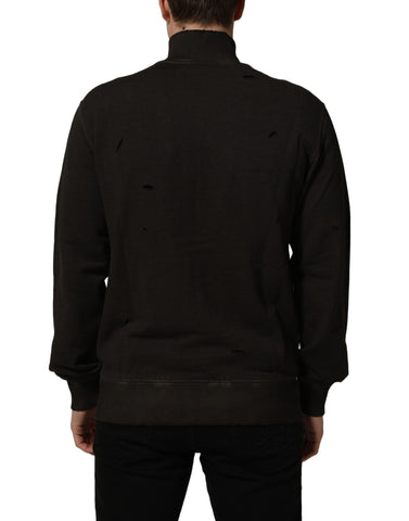 Brown Logo Print Full Zip Sweatshirt Sweater