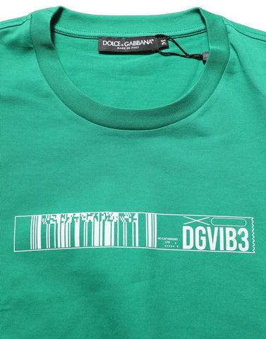 Green Cotton DGVIB3 Print Crew Neck T-shirt